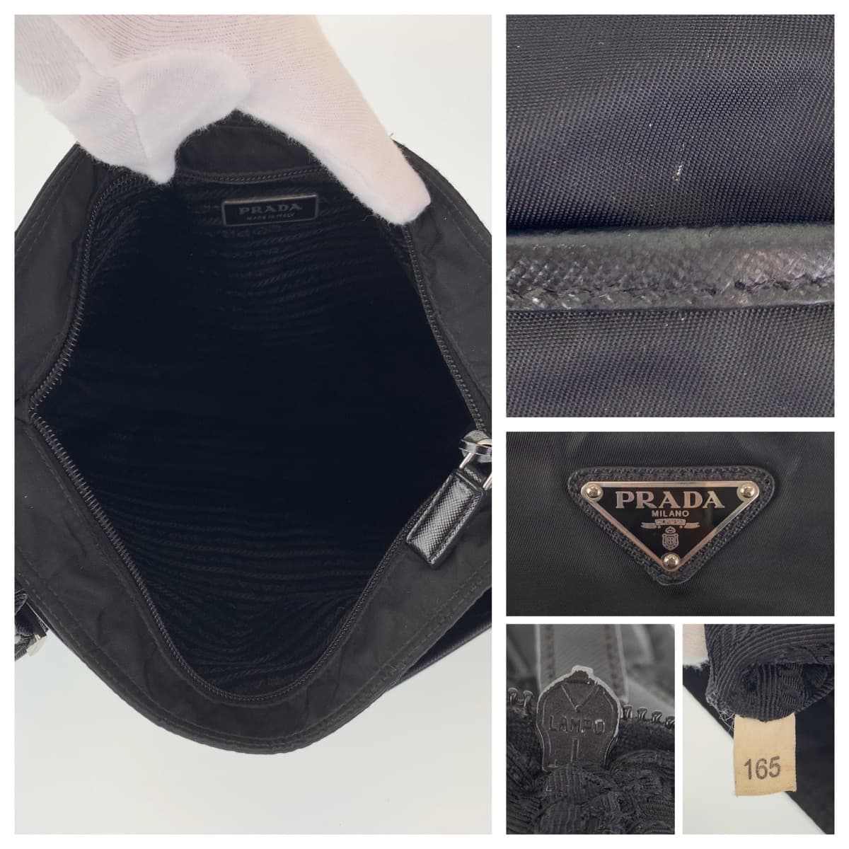 21185
PRADA プラダ テスート 三角ロゴ 男女兼用 ブラック 黒 シルバー金具 ナイロン ショルダーバッグ メッセンジャーバッグ メンズ AB40