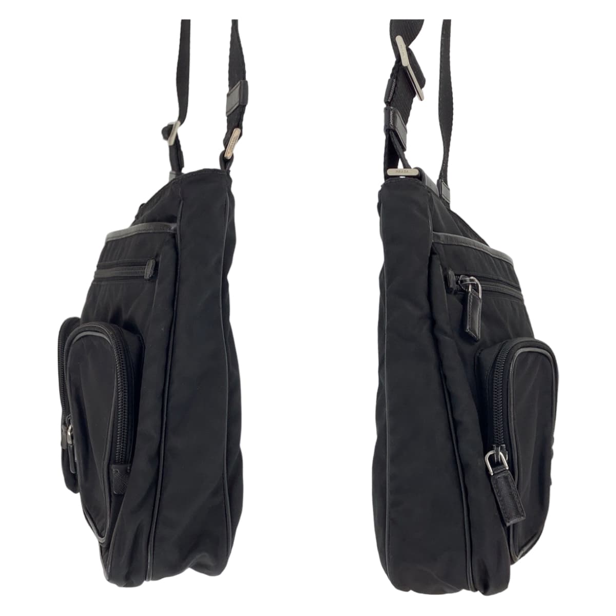 21185
PRADA プラダ テスート 三角ロゴ 男女兼用 ブラック 黒 シルバー金具 ナイロン ショルダーバッグ メッセンジャーバッグ メンズ AB40