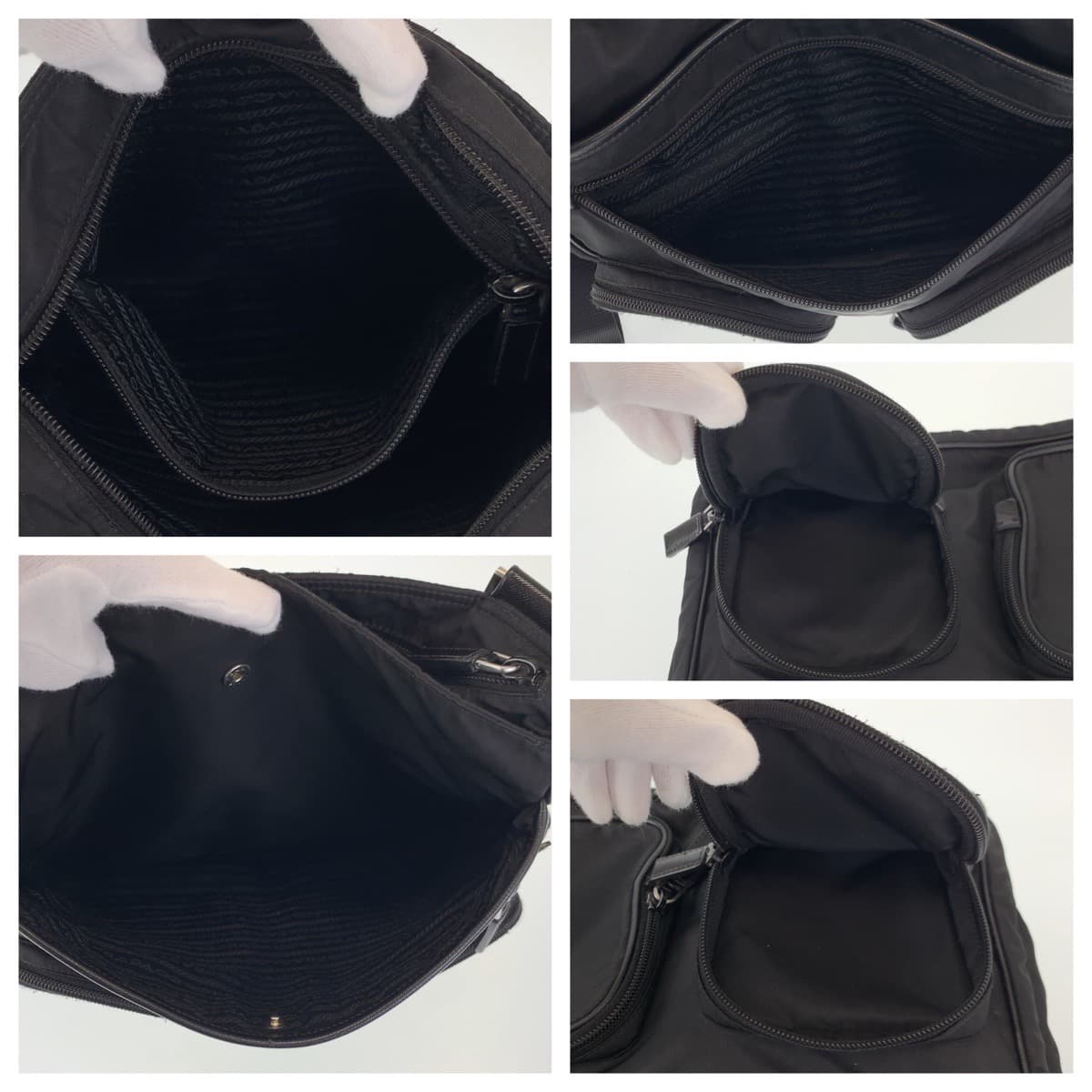 21185
PRADA プラダ テスート 三角ロゴ 男女兼用 ブラック 黒 シルバー金具 ナイロン ショルダーバッグ メッセンジャーバッグ メンズ AB40