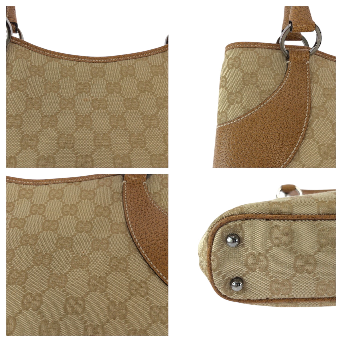 21186
GUCCI グッチ ブラウン ベージュ シルバー金具 GGキャンバス 113015 トートバッグ ハンドバッグ レディース ABP30