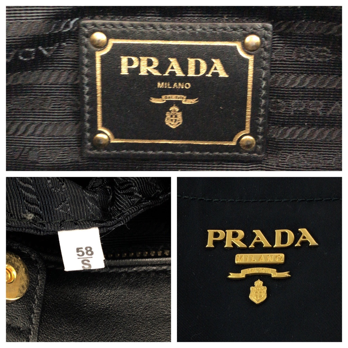21187
PRADA プラダ テスート ロゴ ブラック ゴールド金具 ナイロン BN1902 トートバッグ ショルダーバッグ レディース AB40