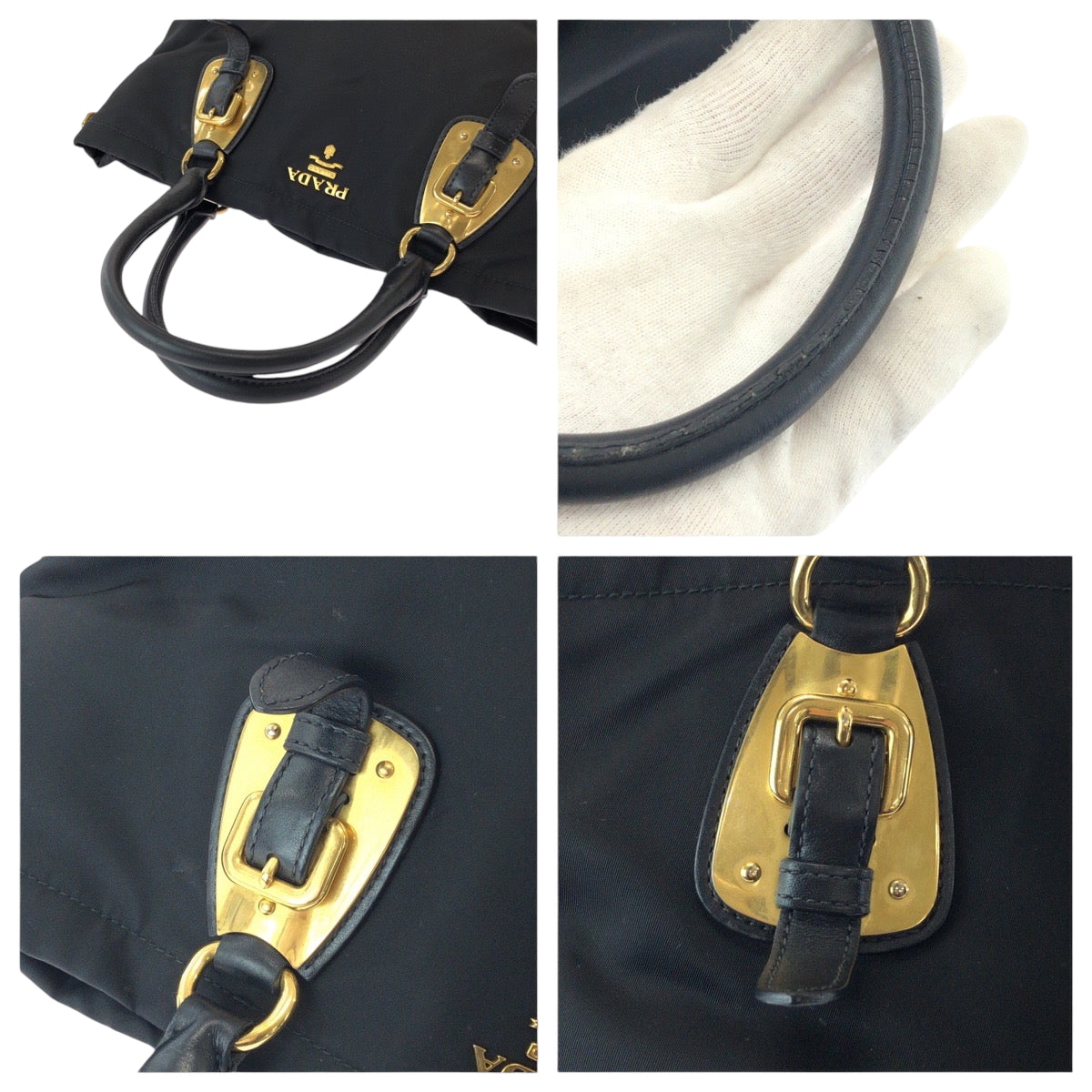 21187
PRADA プラダ テスート ロゴ ブラック ゴールド金具 ナイロン BN1902 トートバッグ ショルダーバッグ レディース AB40