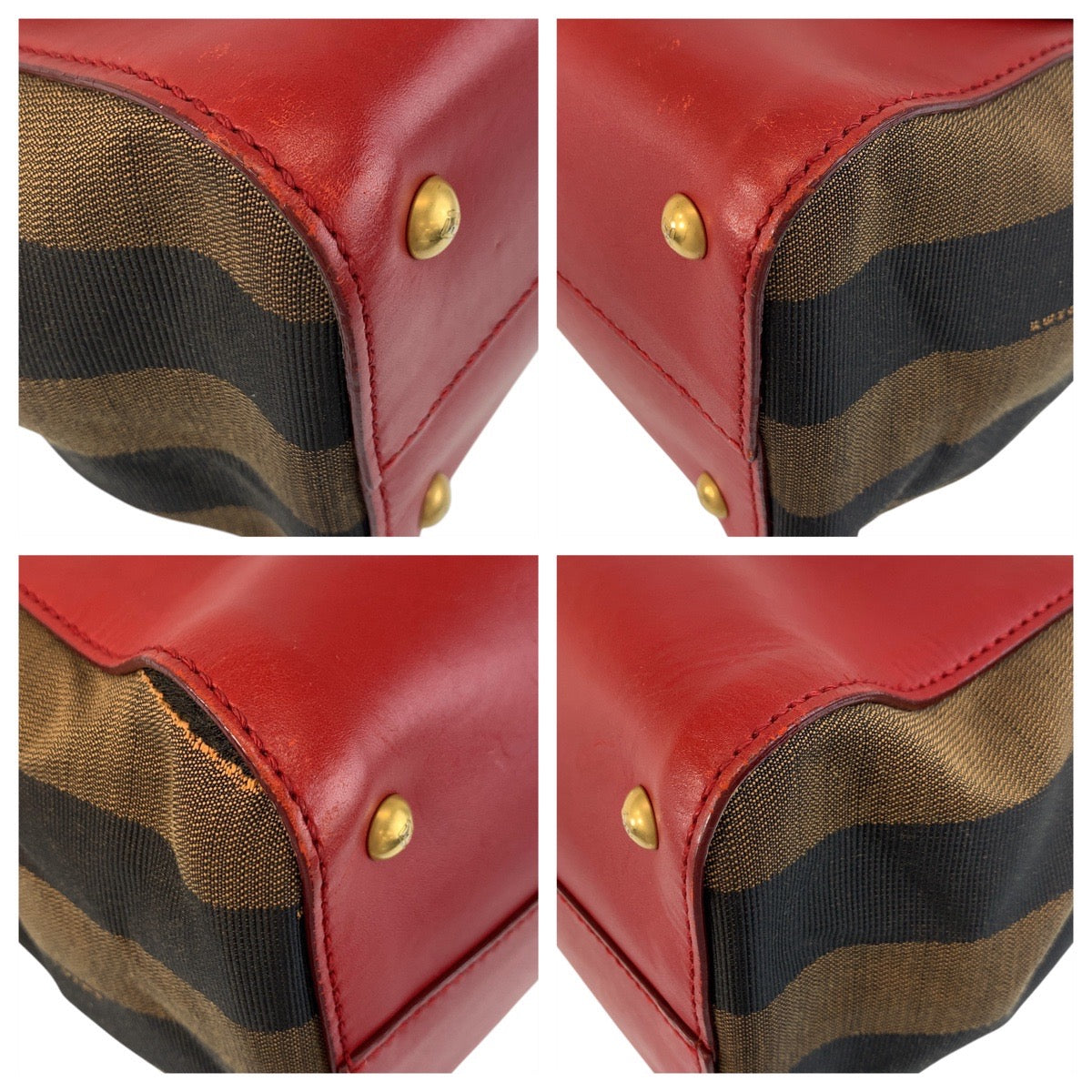 21188
FENDI フェンディ ペカン シルヴァーナ レッド ブラウン レザー / キャンバス ハンドバッグ ショルダーバッグ 2way レディース B30