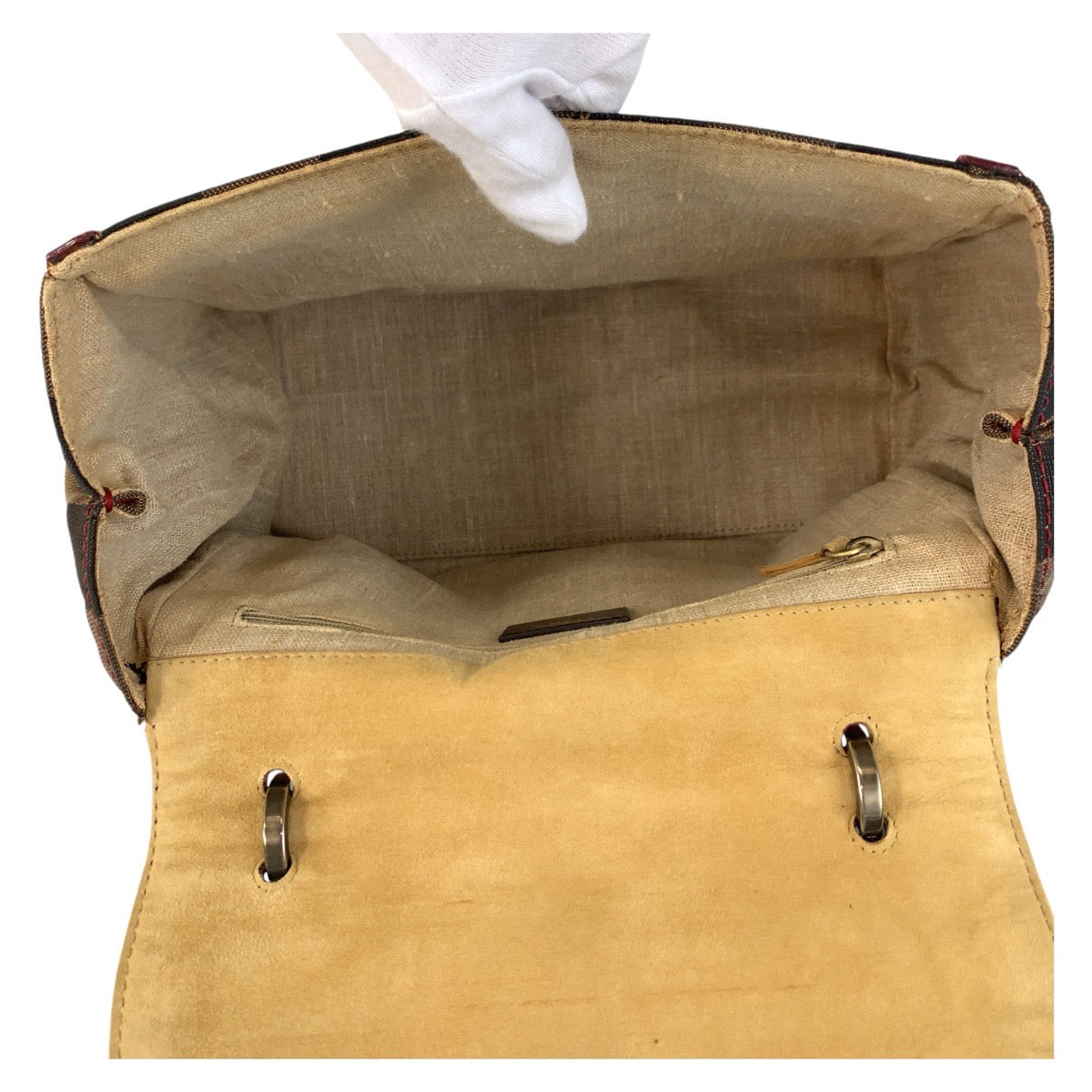 21188
FENDI フェンディ ペカン シルヴァーナ レッド ブラウン レザー / キャンバス ハンドバッグ ショルダーバッグ 2way レディース B30