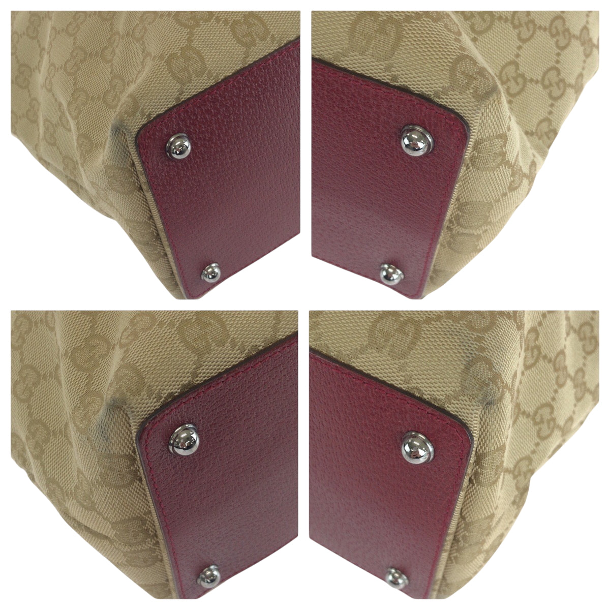 21191
GUCCI グッチ ベージュ レッド シルバー金具 GGキャンバス 120836 トートバッグ ハンドバッグ レディース ABP40