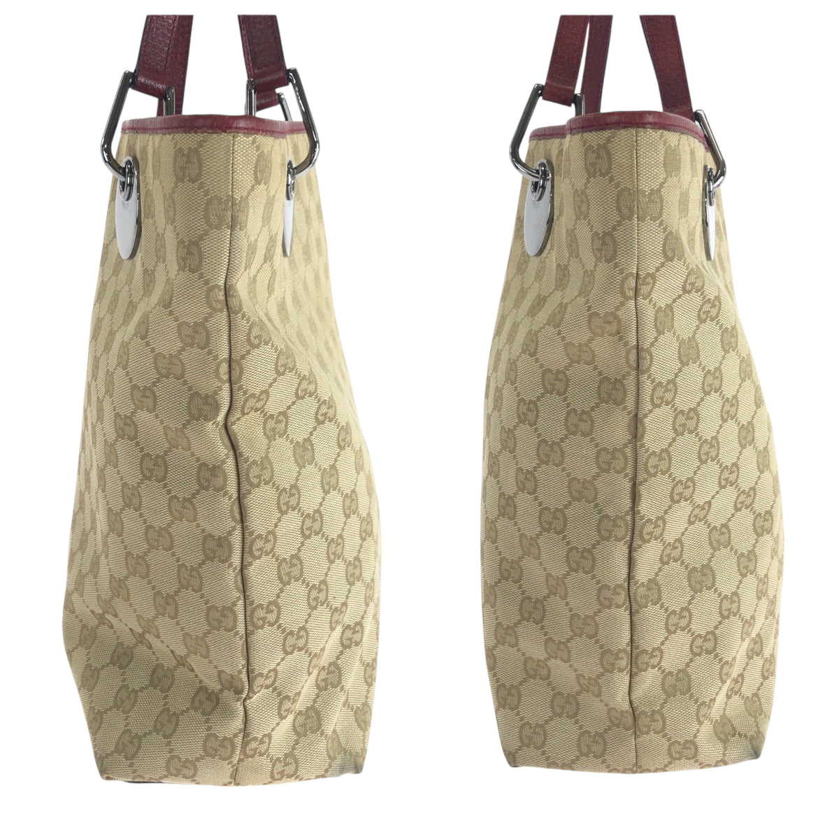 21191
GUCCI グッチ ベージュ レッド シルバー金具 GGキャンバス 120836 トートバッグ ハンドバッグ レディース ABP40