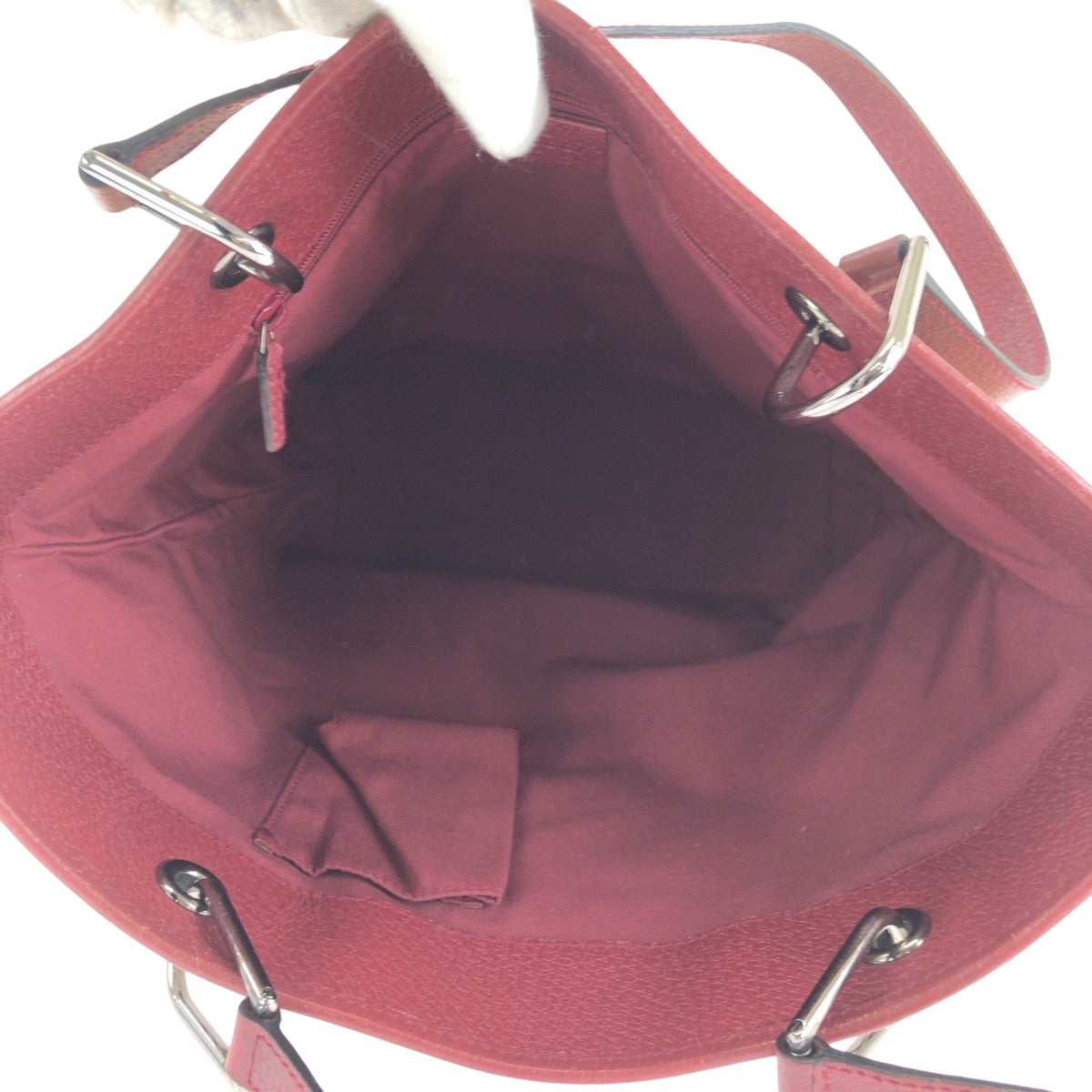 21191
GUCCI グッチ ベージュ レッド シルバー金具 GGキャンバス 120836 トートバッグ ハンドバッグ レディース ABP40