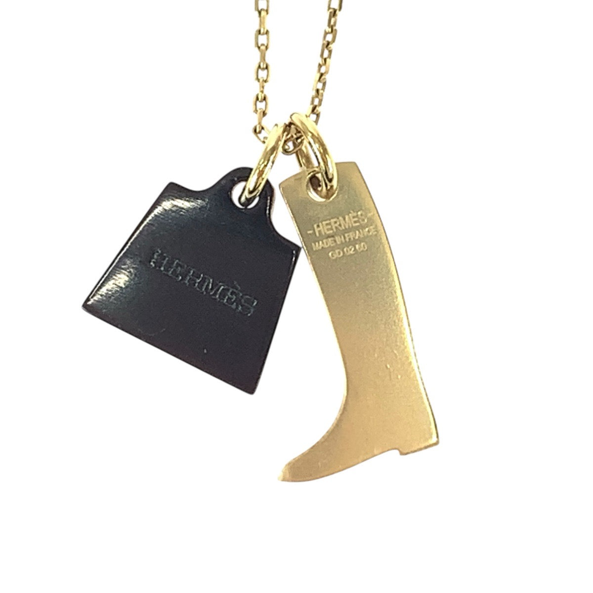 21194
HERMES エルメス アミュレット マロキニエ ゴールド ブラック メタル / バッファローホーン ネックレス ペンダント レディース SA42