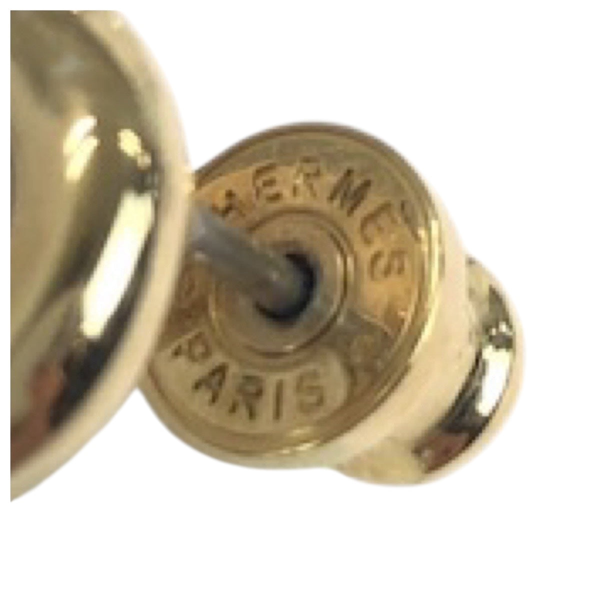 21196
HERMES エルメス レジーユ ブラウン ゴールド金具 バッファローホーン / メタル ピアス レディース SA72