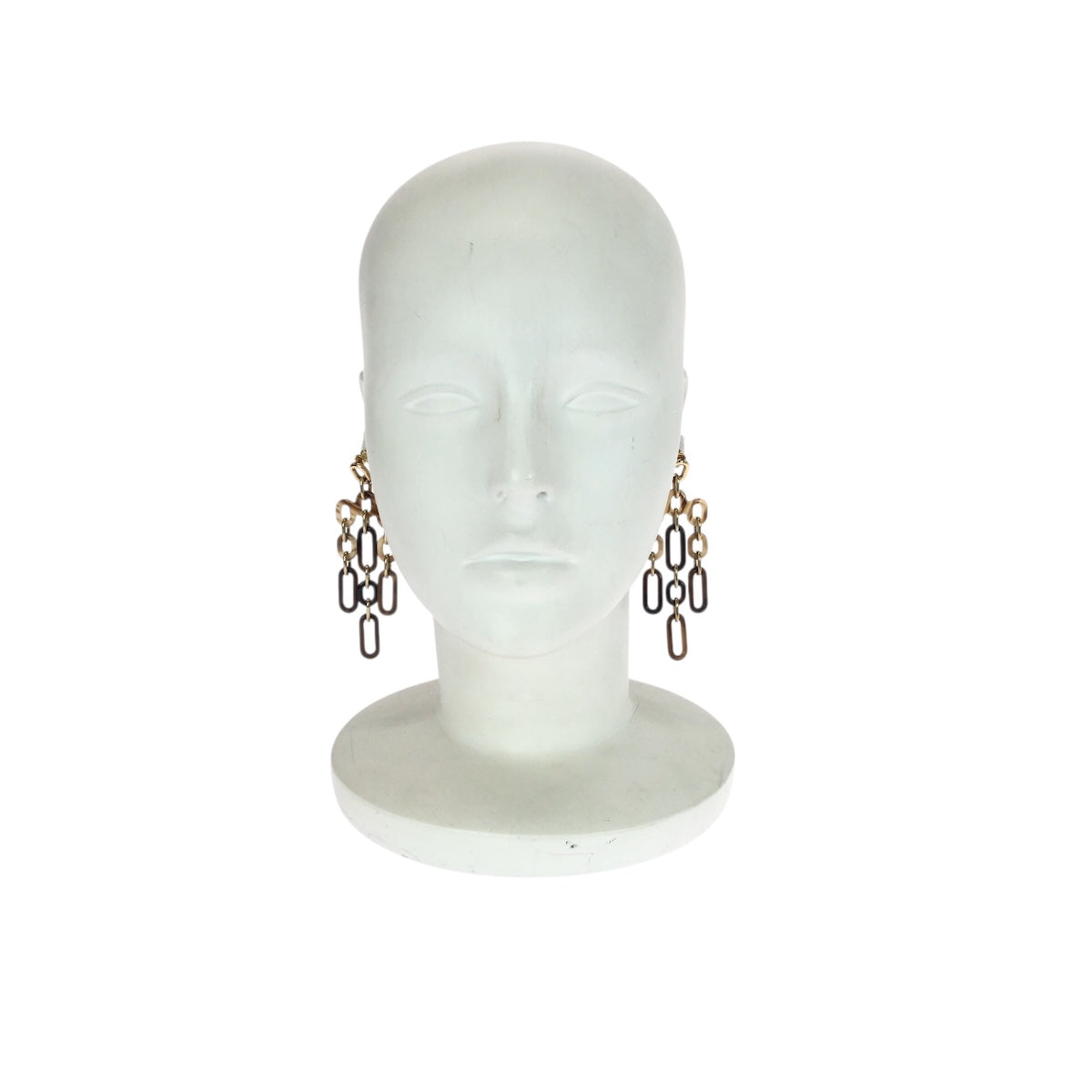 21196
HERMES エルメス レジーユ ブラウン ゴールド金具 バッファローホーン / メタル ピアス レディース SA72