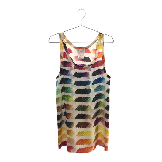 21197
CHANEL シャネル ココマーク サイズ38 マルチカラー ホワイト シルク P49137V35728 タンクトップ ノースリーブ レディース SA70