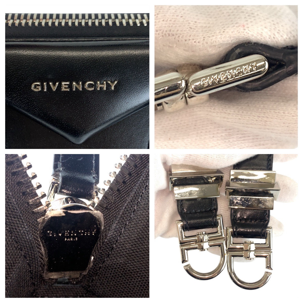 21198
Givenchy ジバンシー アンティゴナ スモール ブラック 黒 シルバー金具 レザー トートバッグ ショルダーバッグ レディース SA100