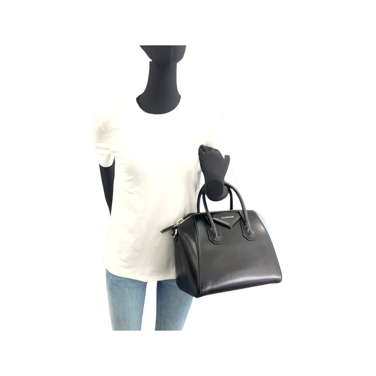 21198
Givenchy ジバンシー アンティゴナ スモール ブラック 黒 シルバー金具 レザー トートバッグ ショルダーバッグ レディース SA100