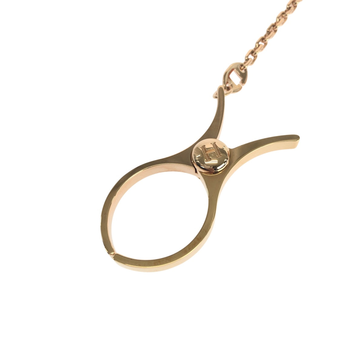 21199
HERMES エルメス グローブホルダー ローズゴールド メタル キーホルダー バッグチャーム レディース S36