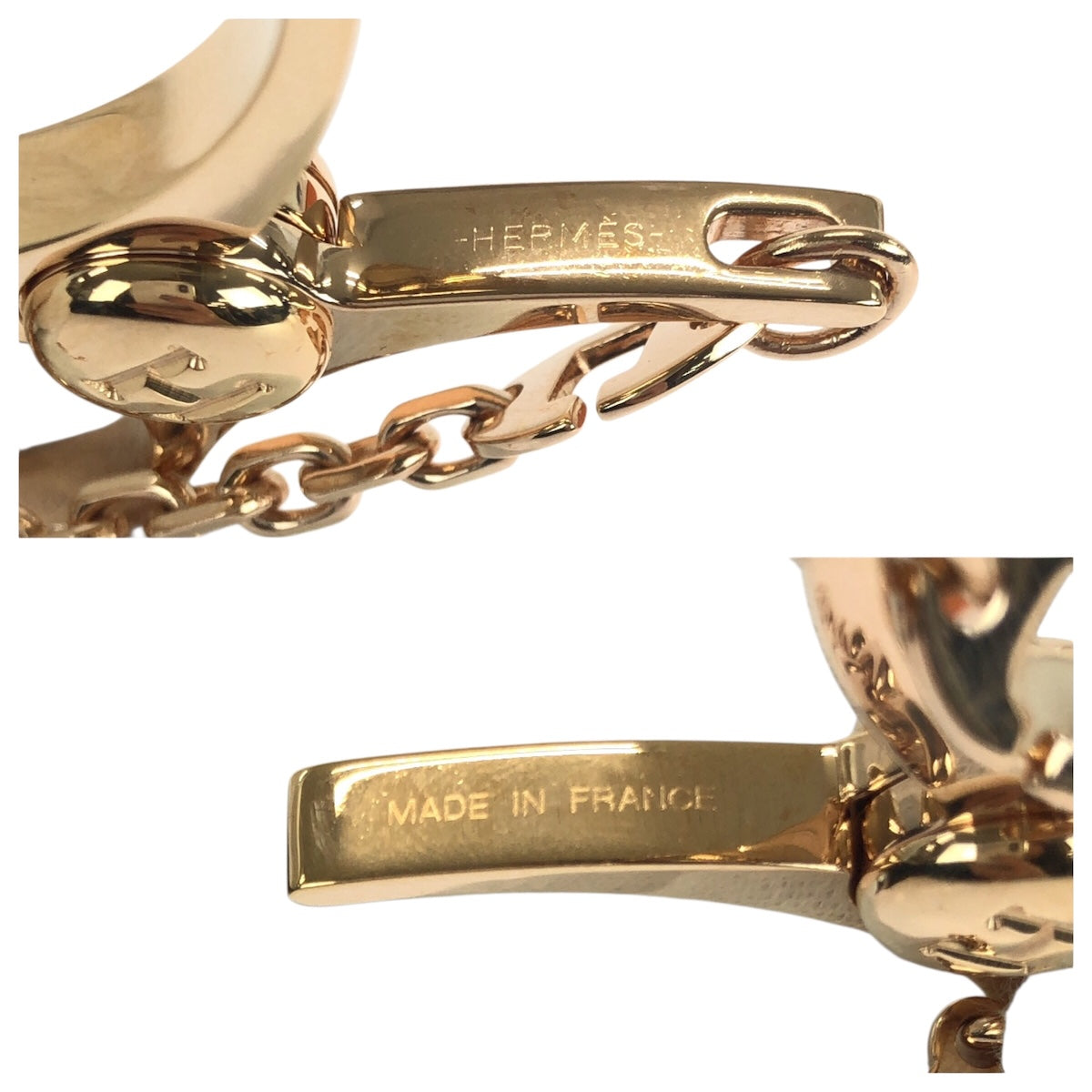 21199
HERMES エルメス グローブホルダー ローズゴールド メタル キーホルダー バッグチャーム レディース S36
