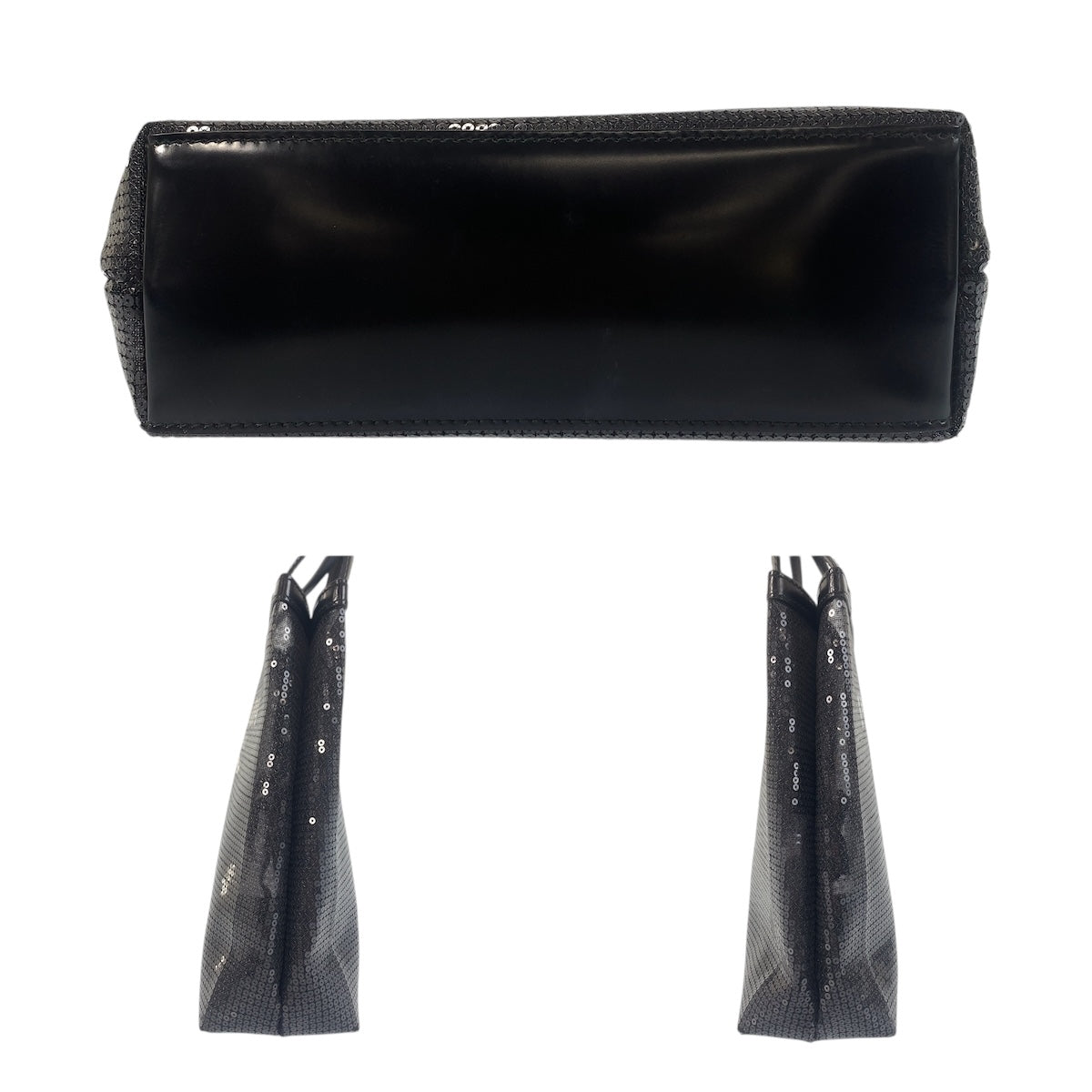 21202
PRADA プラダ メッシュ 三角ロゴプレート ブラック 黒 シルバー金具 スパンコール / レザー トートバッグ ハンドバッグ レディース SA100