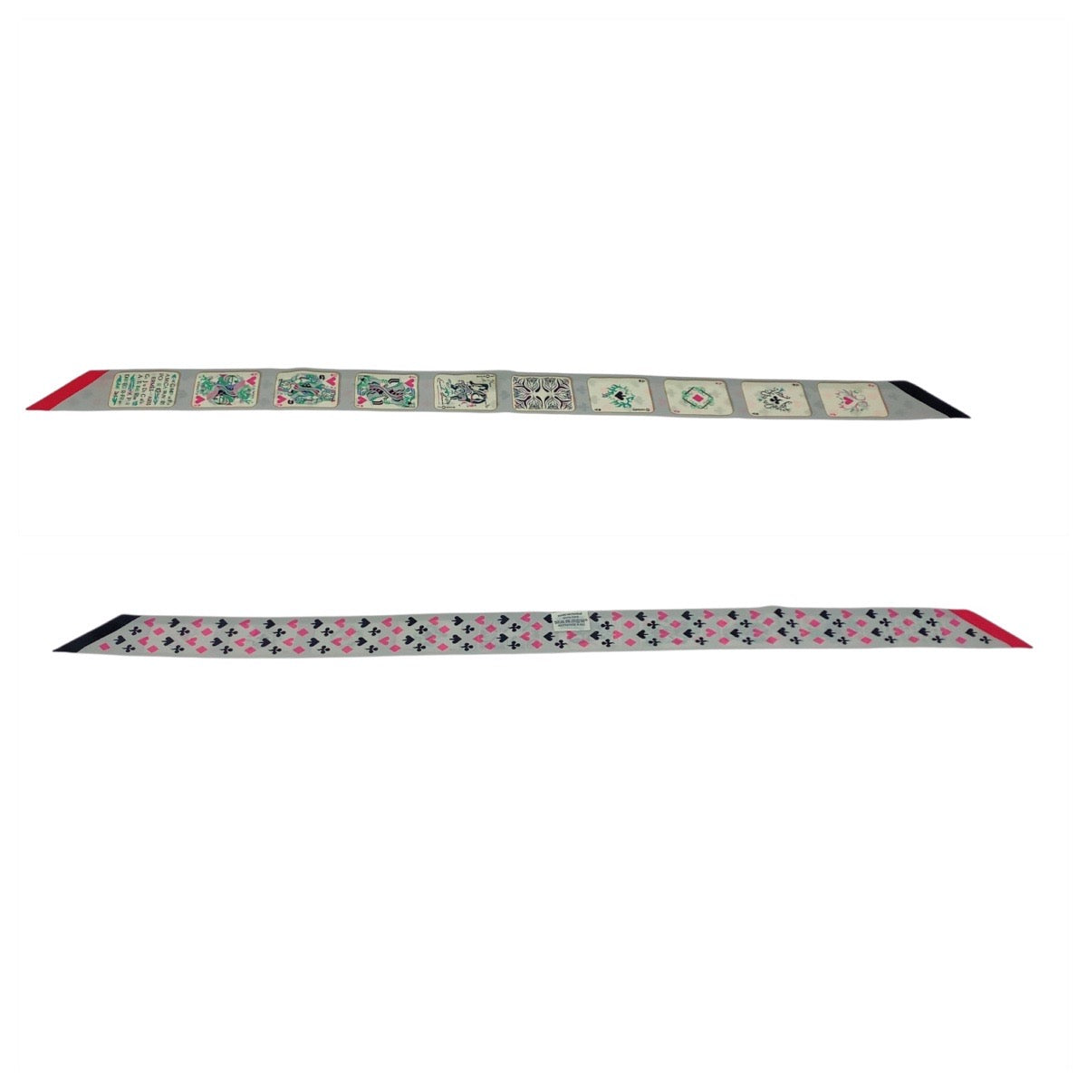 21204
HERMES エルメス ジュド カルト ツイリー グレー ピンク シルク スカーフ リボンスカーフ レディース A20