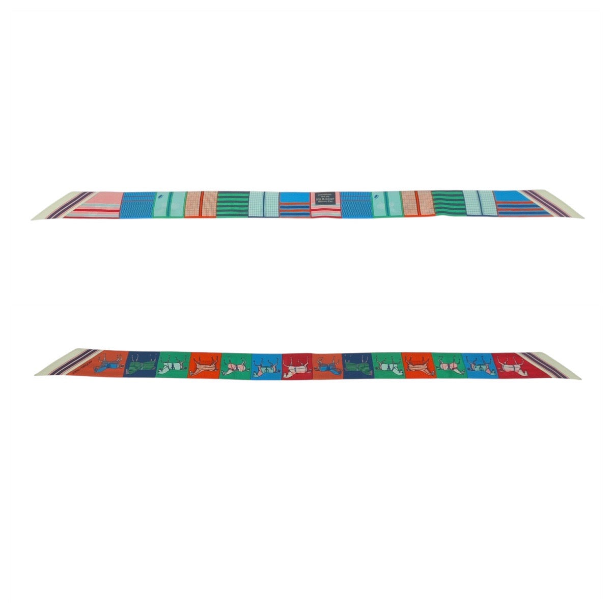 21205
HERMES エルメス 馬車の変遷 ツイリー マルチカラー ブルー グリーン シルク スカーフ リボンスカーフ レディース SA22