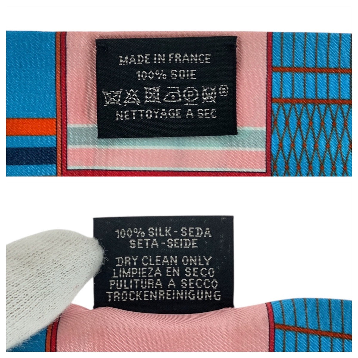 21205
HERMES エルメス 馬車の変遷 ツイリー マルチカラー ブルー グリーン シルク スカーフ リボンスカーフ レディース SA22