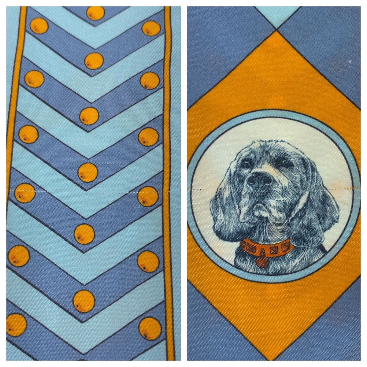 21206
HERMES エルメス コリエ エ シアン ツイリー ブルー オレンジ シルク スカーフ リボンスカーフ レディース A20