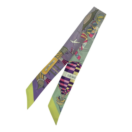 21208
HERMES エルメス ツイリー 大空の狂気 マルチカラー シルク スカーフ リボンスカーフ レディース ABP18