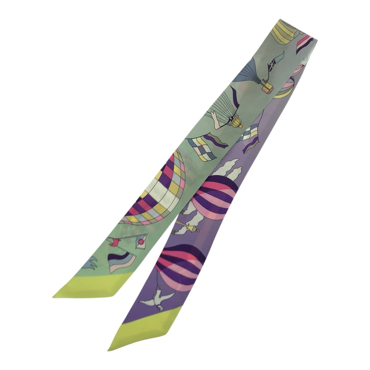 21208
HERMES エルメス ツイリー 大空の狂気 マルチカラー シルク スカーフ リボンスカーフ レディース ABP18