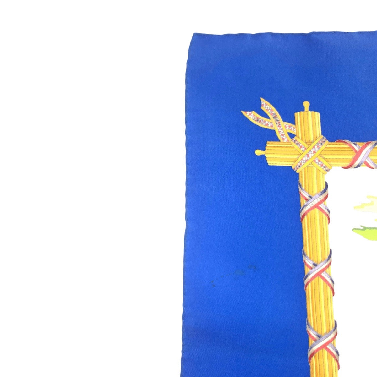 21212
HERMES エルメス カレ90 フランス革命を記念して ブルー ホワイト シルク スカーフ レディース A24