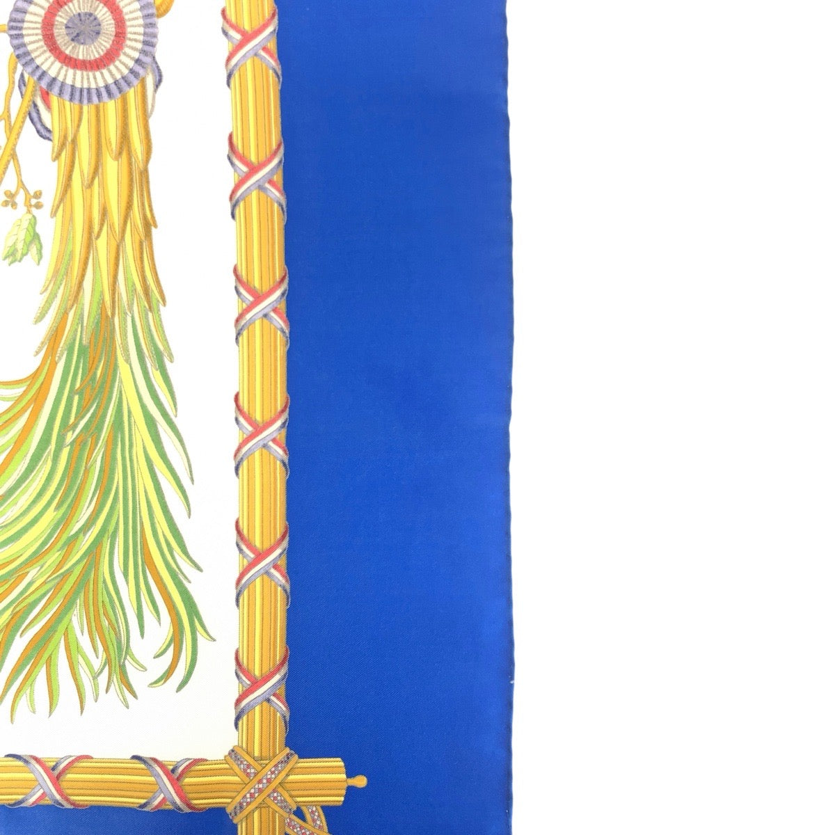 21212
HERMES エルメス カレ90 フランス革命を記念して ブルー ホワイト シルク スカーフ レディース A24