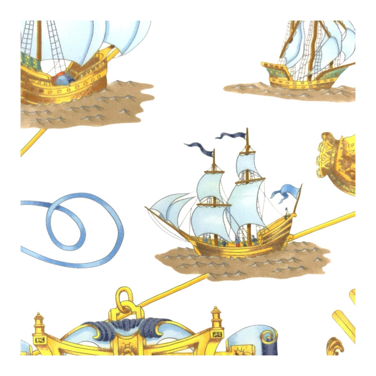 21213
HERMES エルメス カレ90 光の帆船 レッド ホワイト イエロー シルク スカーフ レディース A24