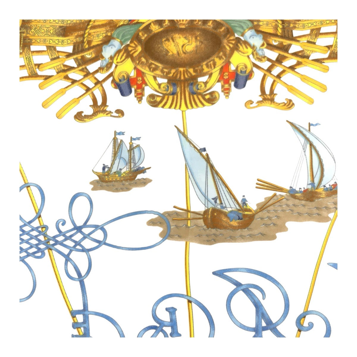 21213
HERMES エルメス カレ90 光の帆船 レッド ホワイト イエロー シルク スカーフ レディース A24