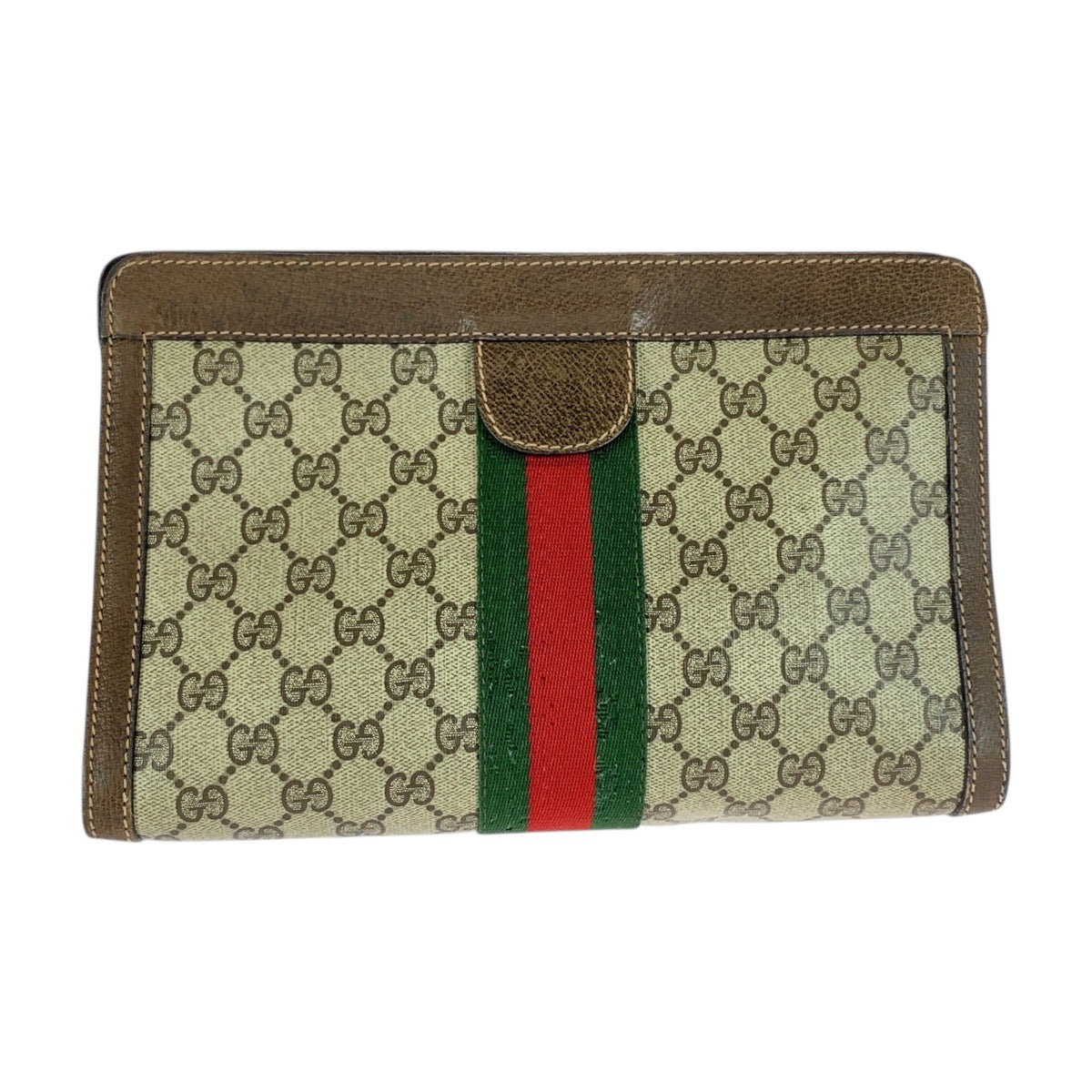 21215
GUCCI グッチ ヴィンテージ シェリーライン オールドグッチ ブラウン ベージュ GGスプリームキャンバス / レザー クラッチバッグ セカンドバッグ レディース AB13