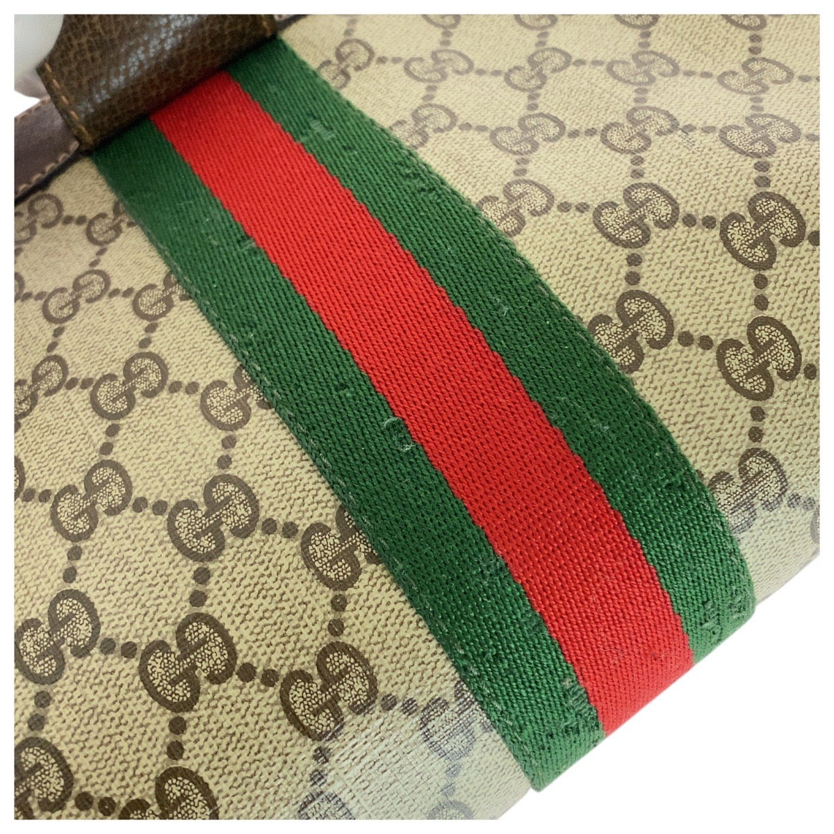 21215
GUCCI グッチ ヴィンテージ シェリーライン オールドグッチ ブラウン ベージュ GGスプリームキャンバス / レザー クラッチバッグ セカンドバッグ レディース AB13