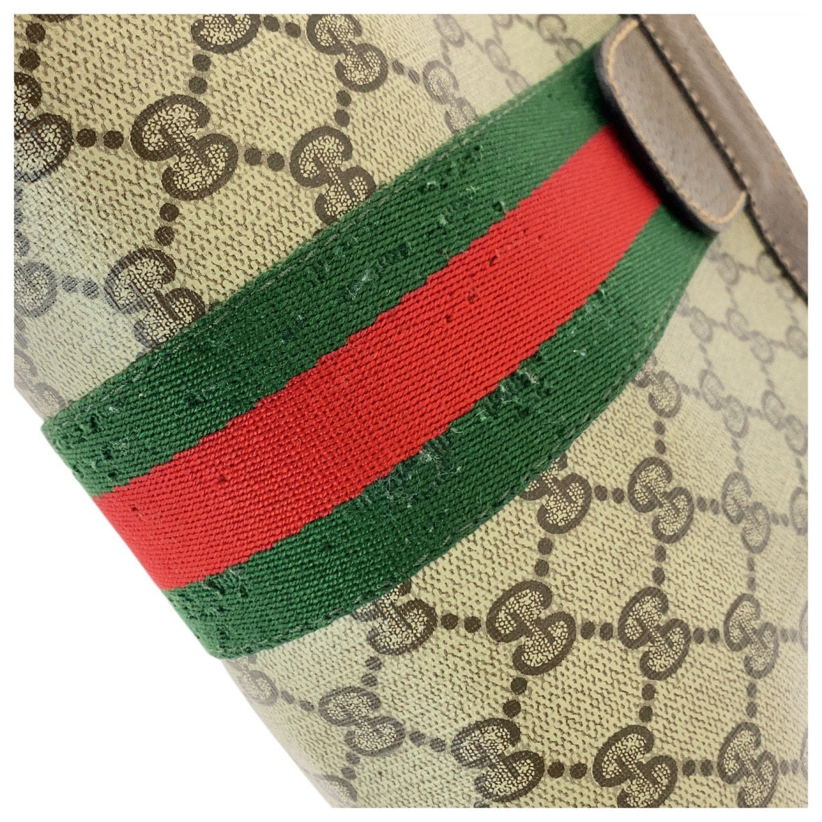 21215
GUCCI グッチ ヴィンテージ シェリーライン オールドグッチ ブラウン ベージュ GGスプリームキャンバス / レザー クラッチバッグ セカンドバッグ レディース AB13