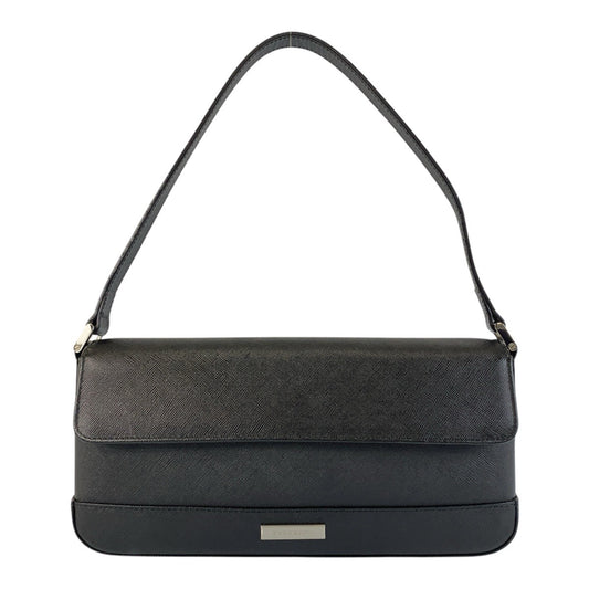 21223
BURBERRY バーバリー 中チェック柄 ブラック 黒 シルバー金具 レザー ショルダーバッグ レディース A28