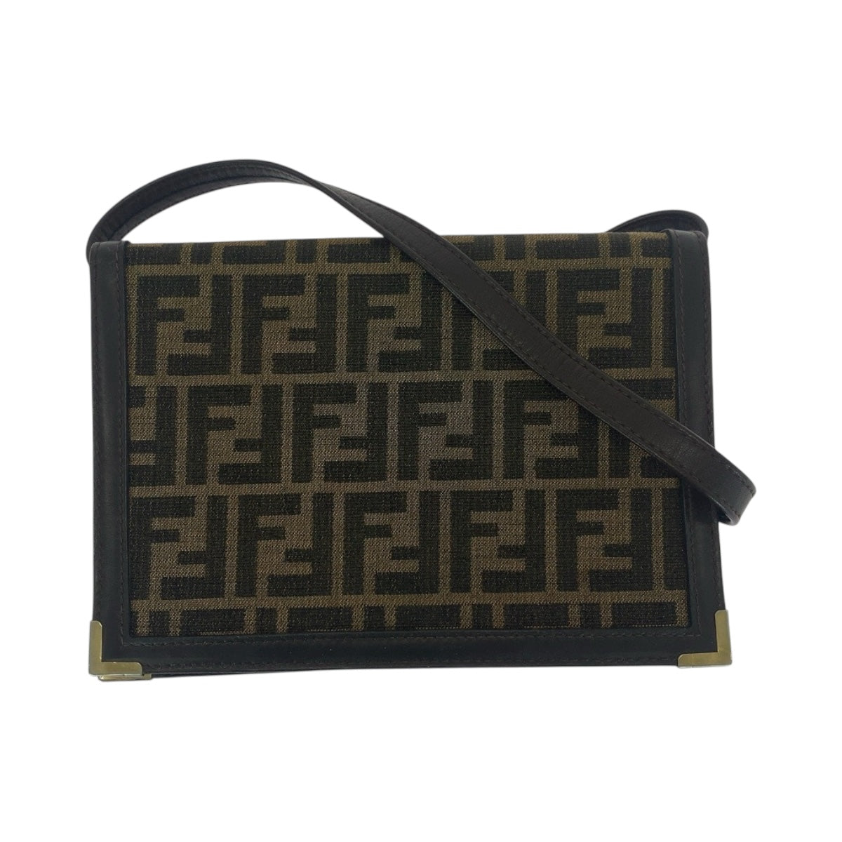 21224
FENDI フェンディ ヴィンテージ ズッカ柄 ブラウン ゴールド金具 キャンバス / レザー ショルダーバッグ ポシェット レディース ABP30