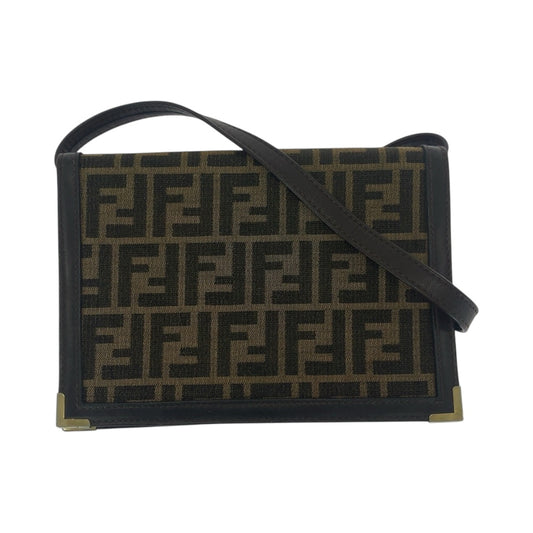 21224
FENDI フェンディ ヴィンテージ ズッカ柄 ブラウン ゴールド金具 キャンバス / レザー ショルダーバッグ ポシェット レディース ABP30