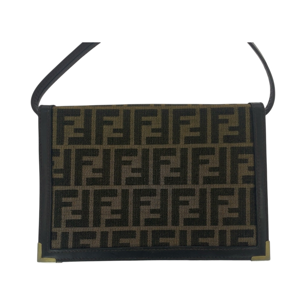 21224
FENDI フェンディ ヴィンテージ ズッカ柄 ブラウン ゴールド金具 キャンバス / レザー ショルダーバッグ ポシェット レディース ABP30