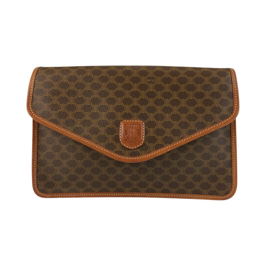 21225
CELINE セリーヌ マカダム ブラウン ゴールド金具 PVC / レザー M07 クラッチバッグ セカンドバッグ メンズ ABP11