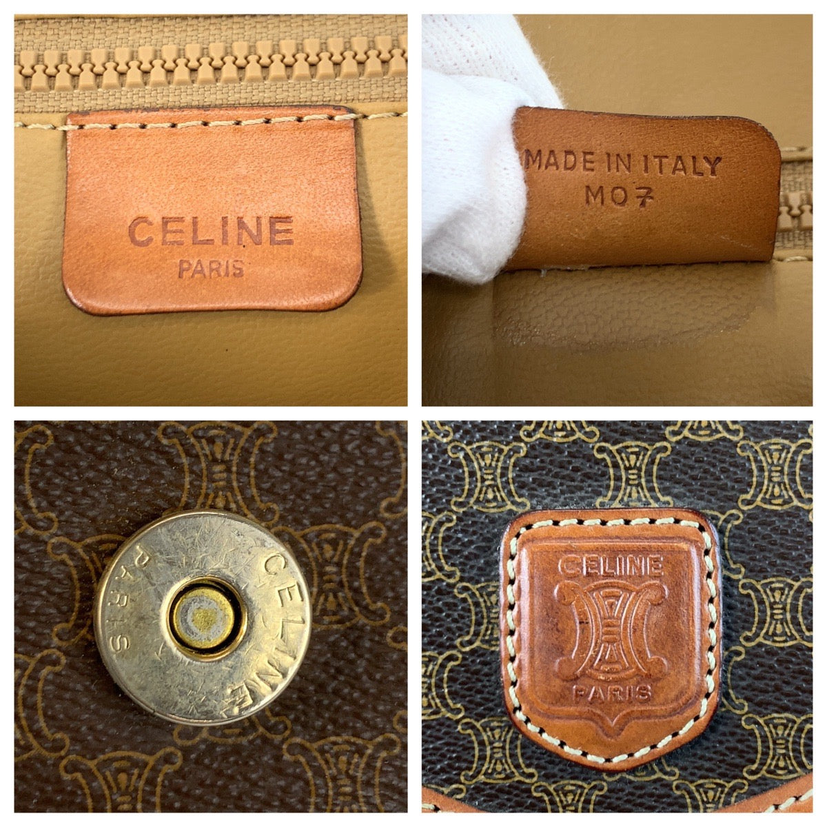 21225
CELINE セリーヌ マカダム ブラウン ゴールド金具 PVC / レザー M07 クラッチバッグ セカンドバッグ メンズ ABP11