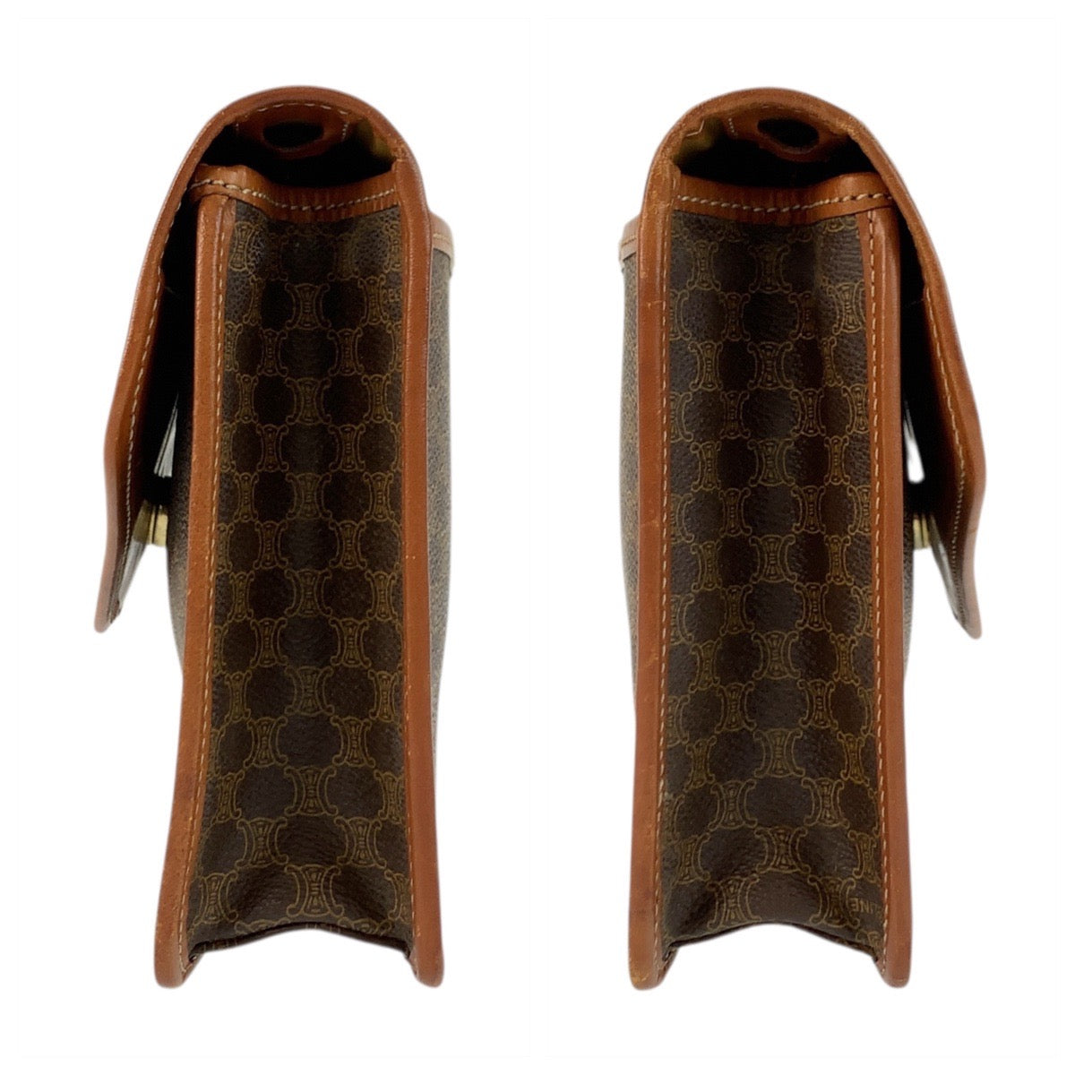 21225
CELINE セリーヌ マカダム ブラウン ゴールド金具 PVC / レザー M07 クラッチバッグ セカンドバッグ メンズ ABP11