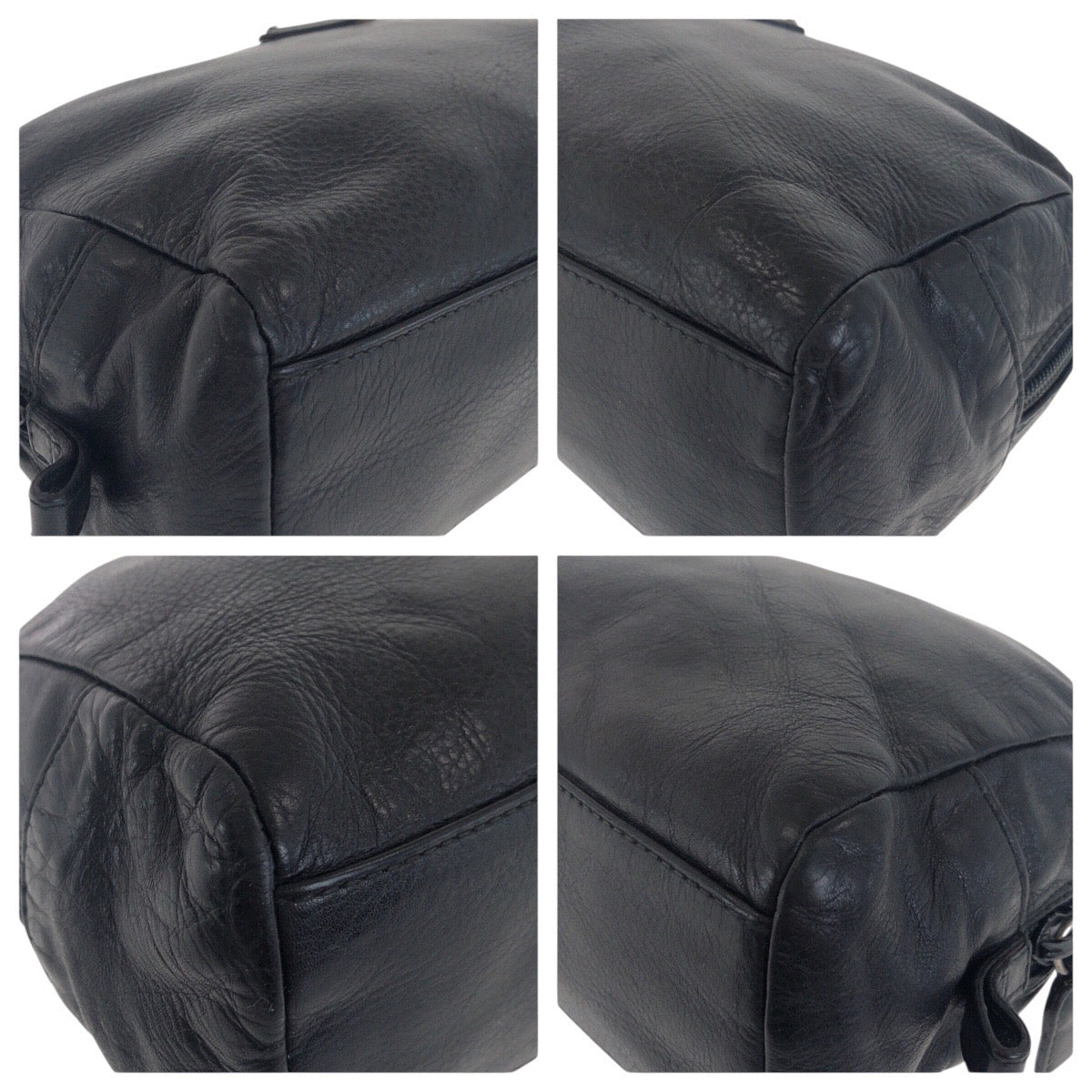 21226
PRADA プラダ 三角ロゴプレート ブラック 黒 シルバー金具 レザー ポーチ メイクポーチ 男女兼用 レディース ABP14