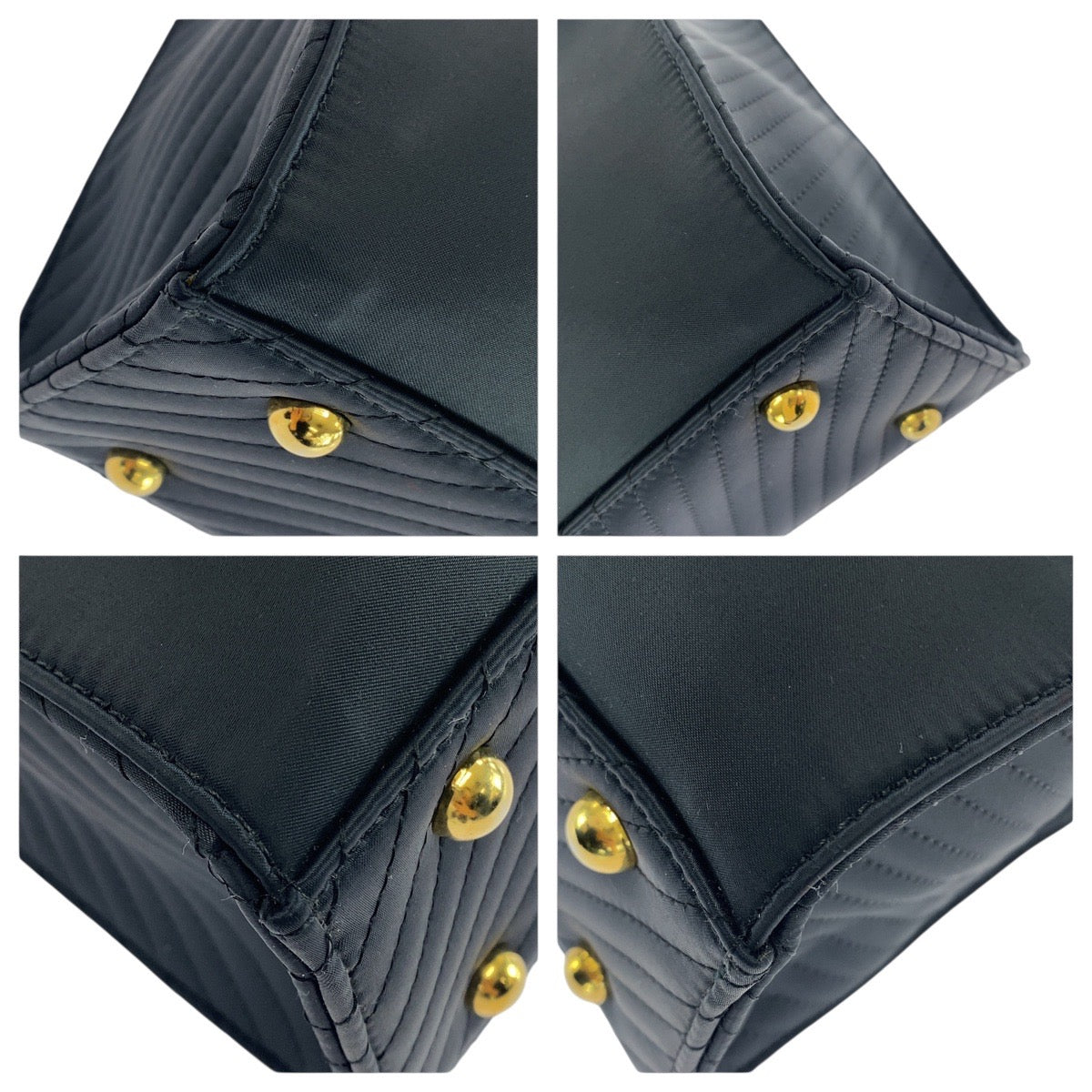 21228
YVES SAINT LAURENT イヴ サンローラン ヴィンテージ YSL ブラック 黒 ゴールド金具 ナイロン / レザー トートバッグ ショルダーバッグ レディース SA30