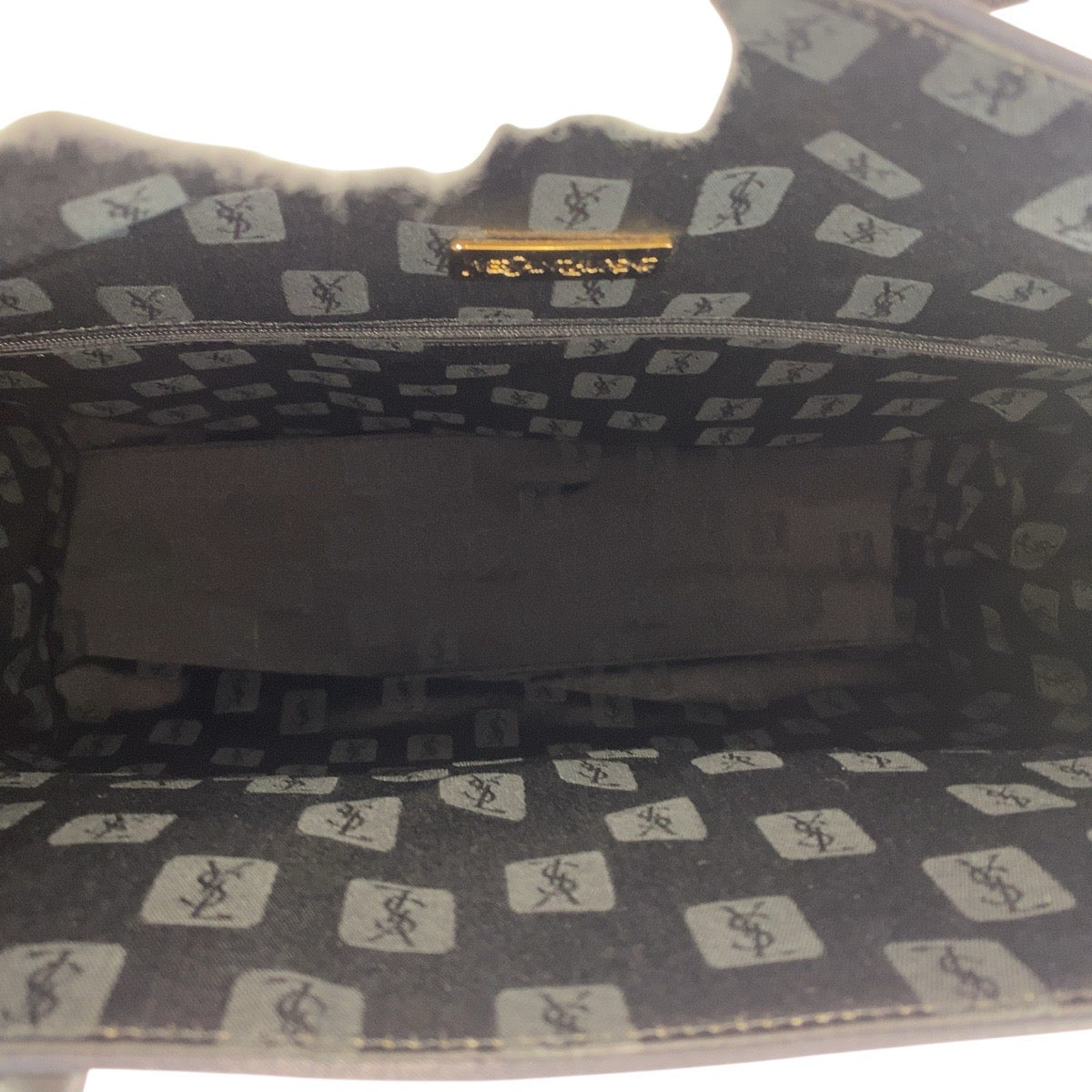 21228
YVES SAINT LAURENT イヴ サンローラン ヴィンテージ YSL ブラック 黒 ゴールド金具 ナイロン / レザー トートバッグ ショルダーバッグ レディース SA30