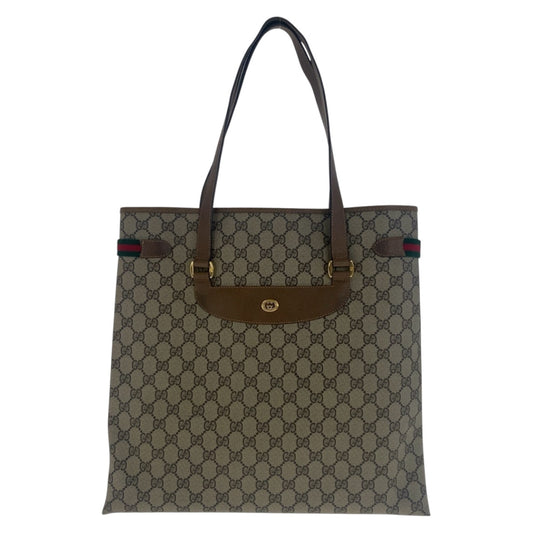 21229
GUCCI グッチ ヴィンテージ シェリーライン ベージュ ブラウン ゴールド金具 GGスプリームキャンバス / レザー 39 02 091 トートバッグ ショルダーバッグ レディース ABP28