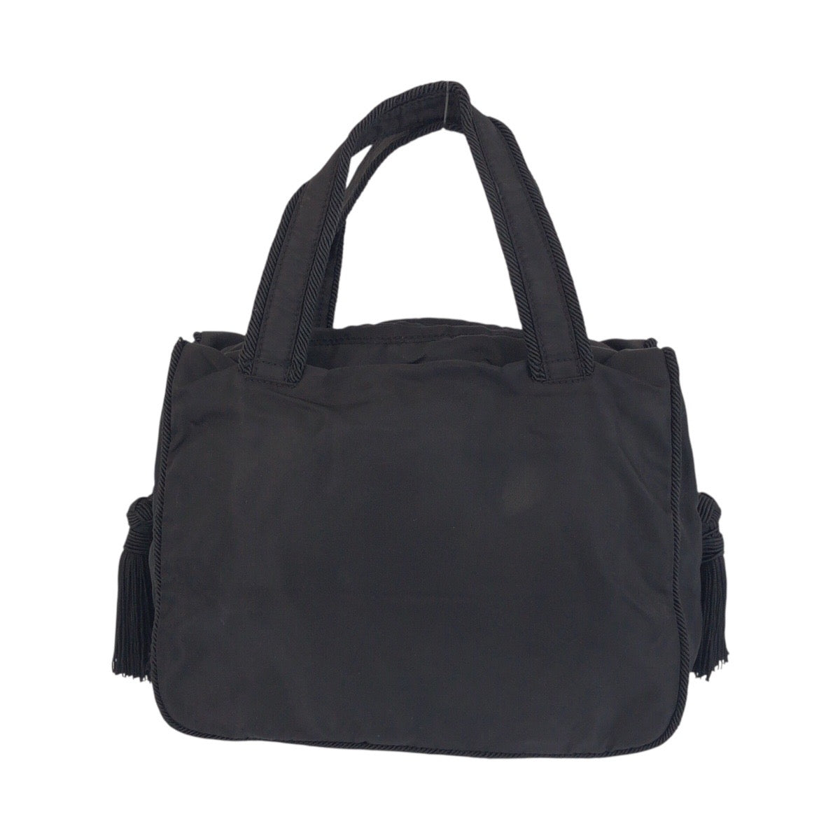 21230
PRADA プラダ テスート ビジュー フリンジ ブラック 黒 ゴールド金具 ナイロン トートバッグ ハンドバッグ レディース AB28