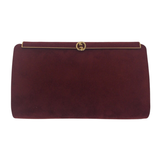 21232
GUCCI グッチ ヴィンテージ インターロッキング ワインレッド ボルドー ゴールド金具 スウェード / レザー クラッチバッグ セカンドバッグ レディース A28