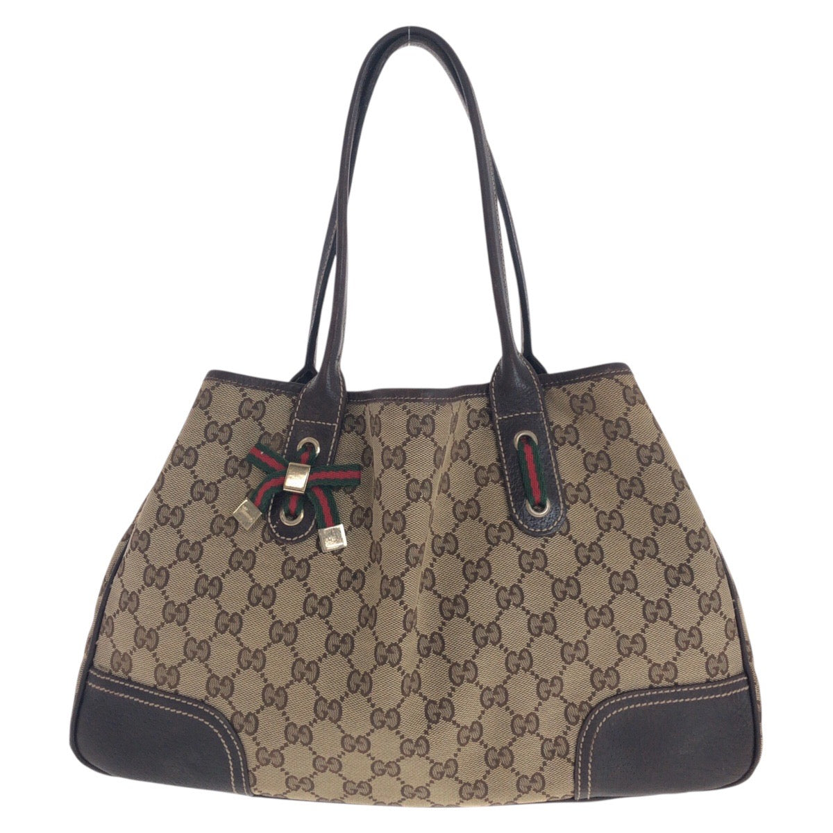 21233
GUCCI グッチ シェリーライン プリンシー ベージュ ブラウン ゴールド金具 GGキャンバス / レザー 163805 トートバッグ ショルダーバッグ レディース AB28