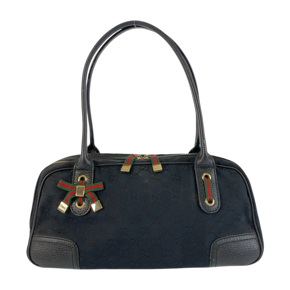 21234
GUCCI グッチ シェリーライン プリンシー ブラック 黒 ゴールド金具 GGキャンバス / レザー 161720 ショルダーバッグ ミニボストンバッグ レディース ABP36