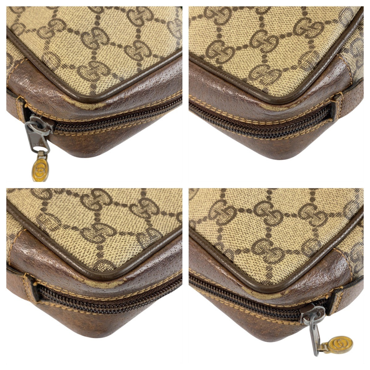 21236
GUCCI グッチ ヴィンテージ シェリーライン ベージュ ブラウン ゴールド金具 GGスプリームキャンバス / レザー 32 014 3553 クラッチバッグ セカンドバッグ メンズ AB15