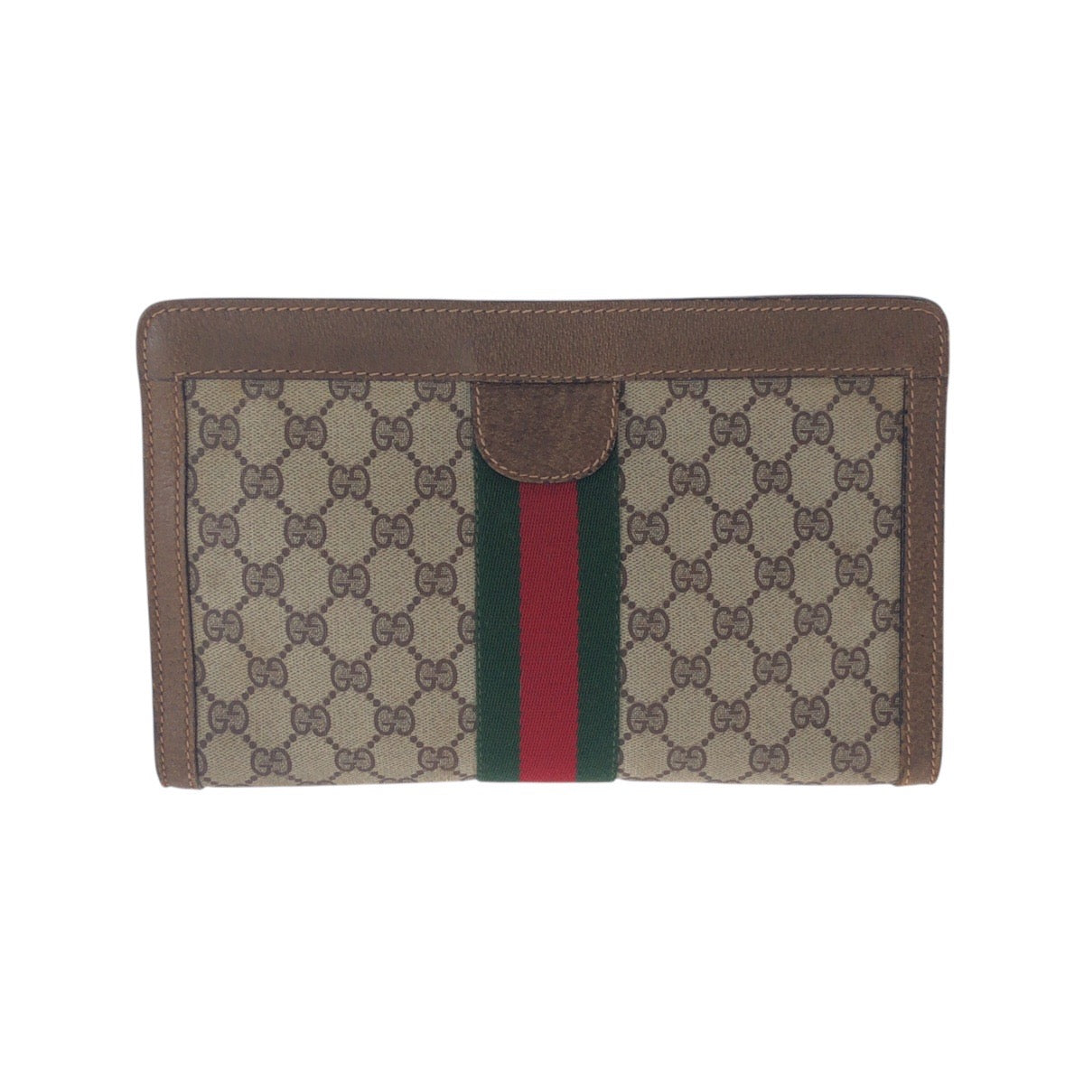21237
GUCCI グッチ ヴィンテージ シェリーライン オールドグッチ ブラウン ベージュ GGスプリームキャンバス / レザー クラッチバッグ セカンドバッグ レディース AB21